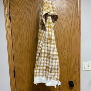 Timberland Tan Cream Plaid Knit Acrylic Scarf - New With Tags, Men's - 63”x9.5”